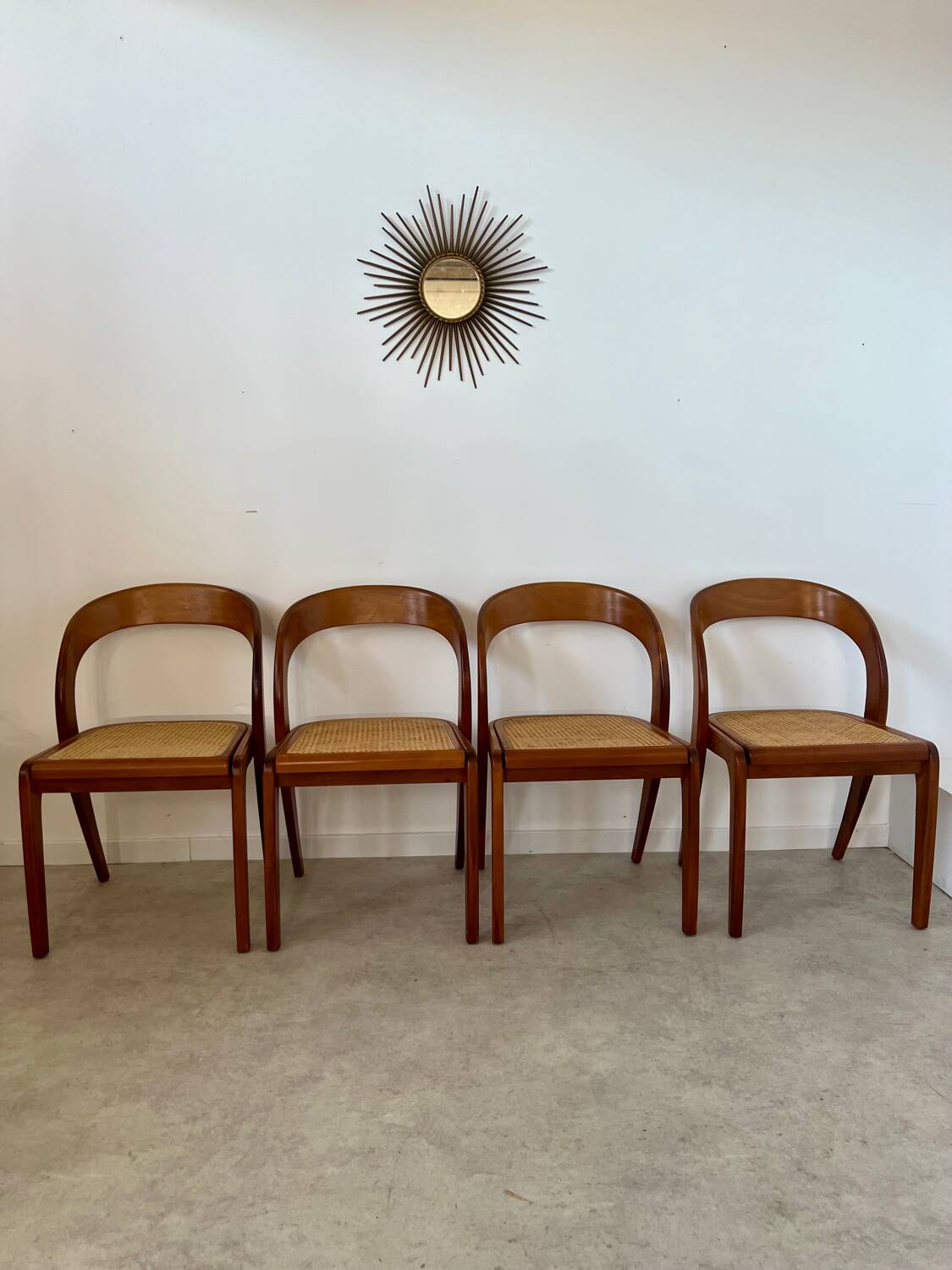 Set of 4 bentwood chairs Baumann design gondola cannage model 60s vintage