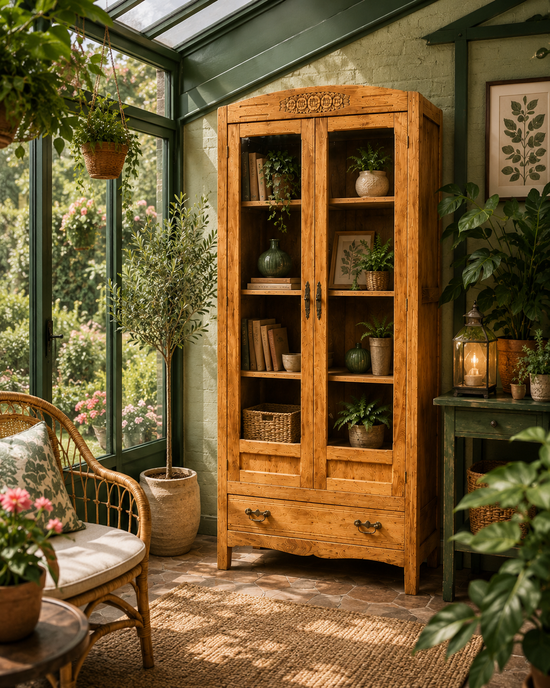Armoire parisienne vitres biseautées chêne blond art déco 1930