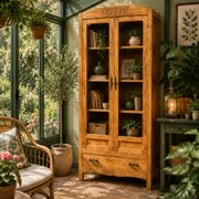 Parisian wardrobe with bevelled glass, blonde oak, Art Deco 1930.