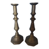 Pairs of Brass Candlesticks, made and cut by hand