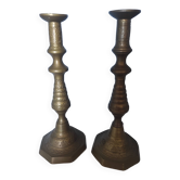 Pairs of Brass Candlesticks, made and cut by hand