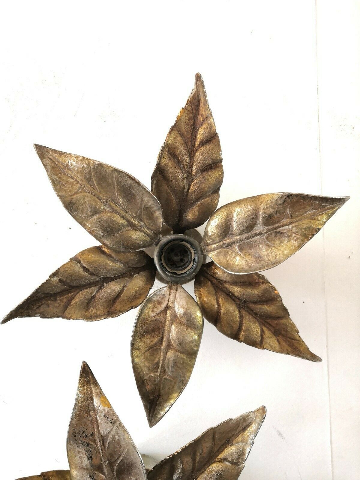 Pair Of appliques bronze flowers design 70s