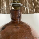 Vintage stoneware ball lamp and rope lampshade