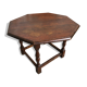 Old octagonal coffee table wood turned feet vintage