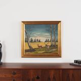 Painting „The Pair of Deer”, Scandinavian design, 1960s