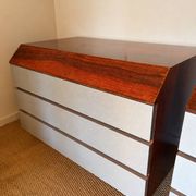 Pair of vintage rosewood and brushed aluminium chests of drawers