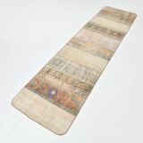 Vintage Brown Beige Turkish Vintage Runner Rug, 67x254Cm