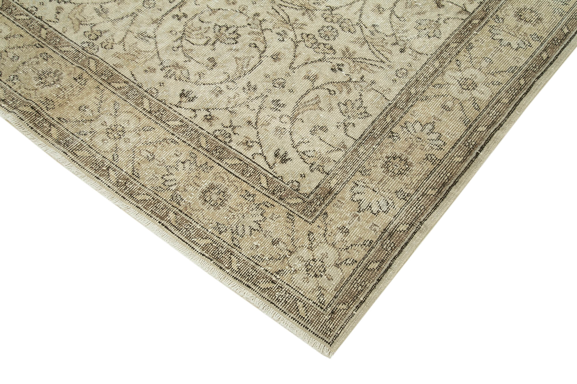 Hand-knotted one-of-a-kind turkish beige carpet 190 cm x 297 cm