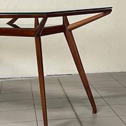 1950s Italian Wooden Table with Double Glass Top