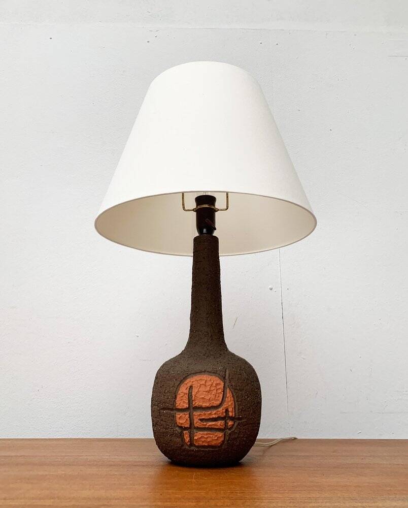 Brutalist Danish studio ceramic table lamp, 1979