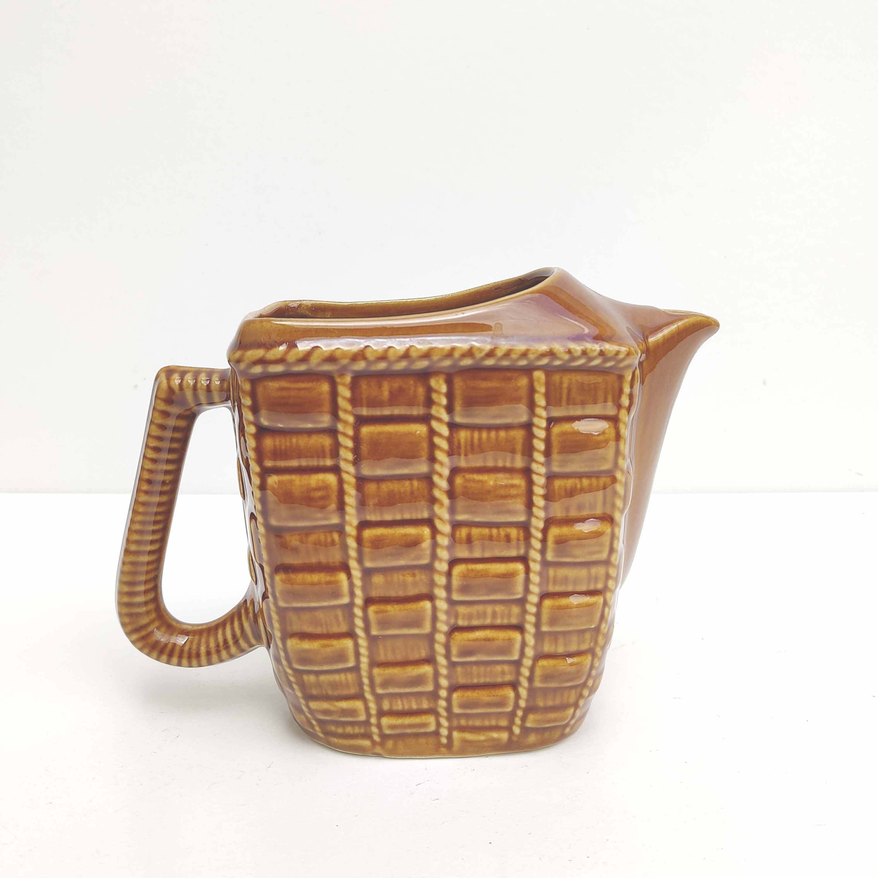 Ceramic pitcher decoration wicker style braided
