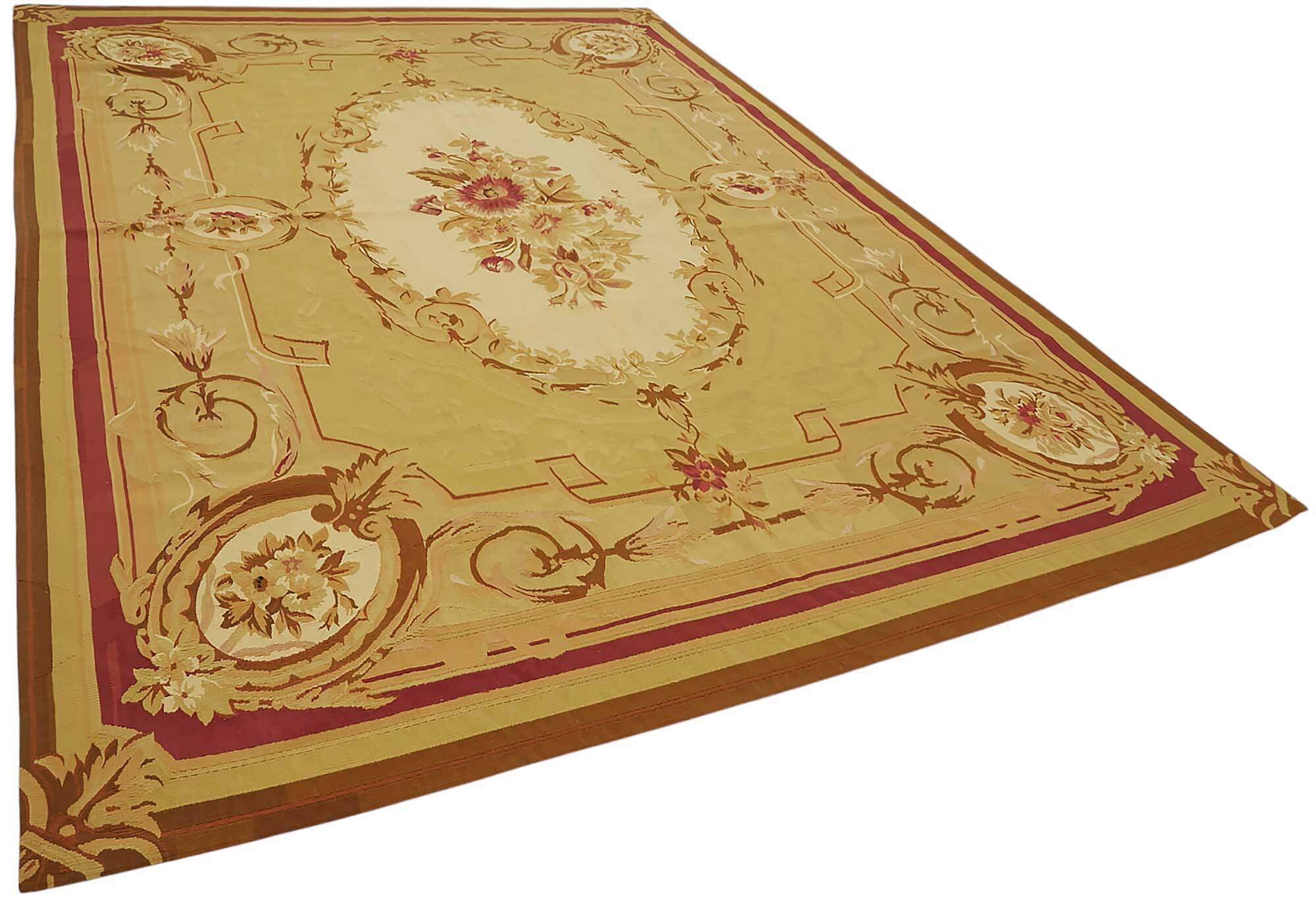 Handmade European Vintage Aubusson Kilim 260 cm x 360 cm