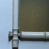 White painted bamboo mirror, vintage bohemian country decor, 50s