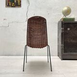 Vintage chair in wicker and metal circa 1950