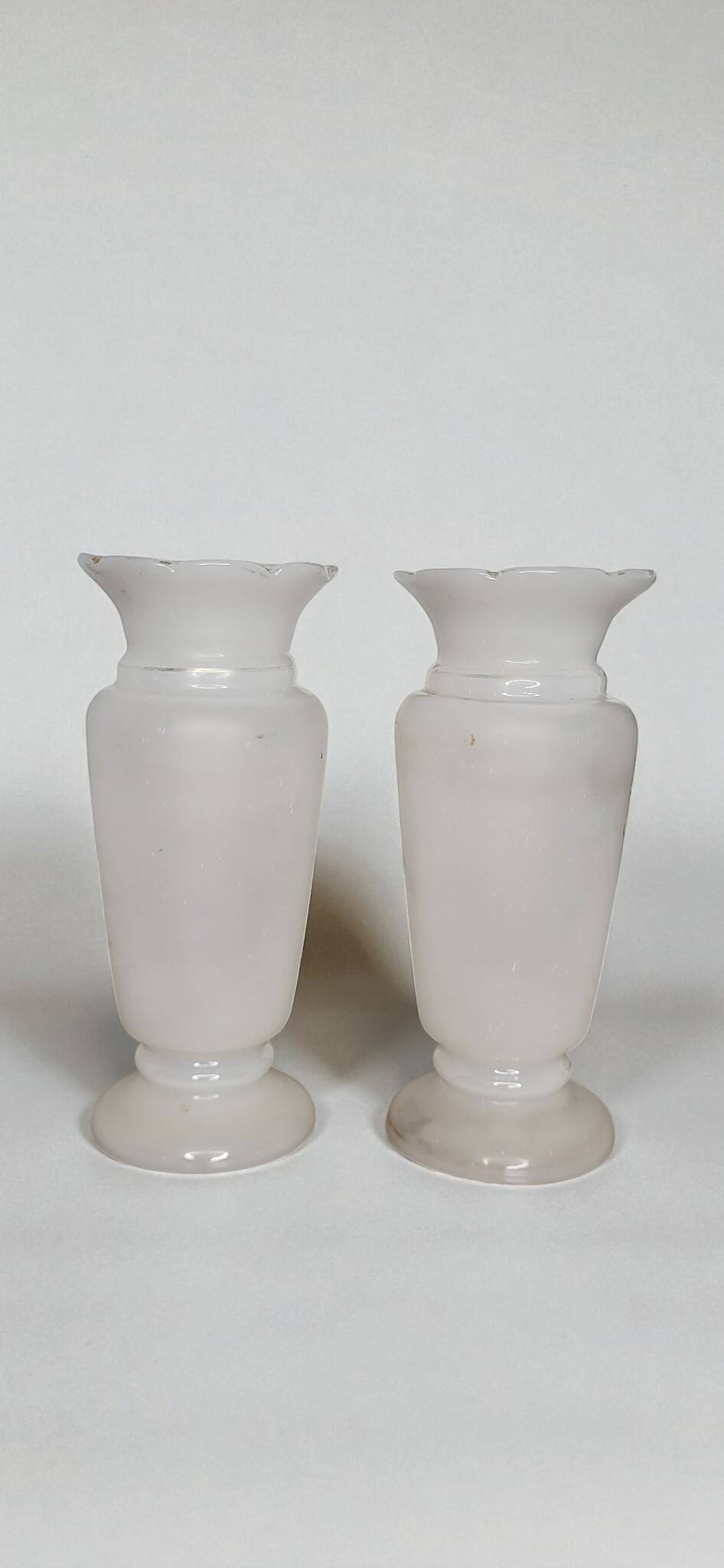 Pair of opaque enameled glass vases
