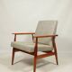 Scandinavian armchair and footrest granola beige concluded by H.Lis 300-190