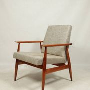 Scandinavian armchair and footrest granola beige concluded by H.Lis 300-190
