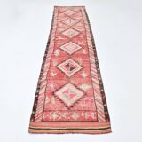 83x337Cm Cinnamon Red Runner Rug, Turkish Wool Runner Rug, Antique Rug