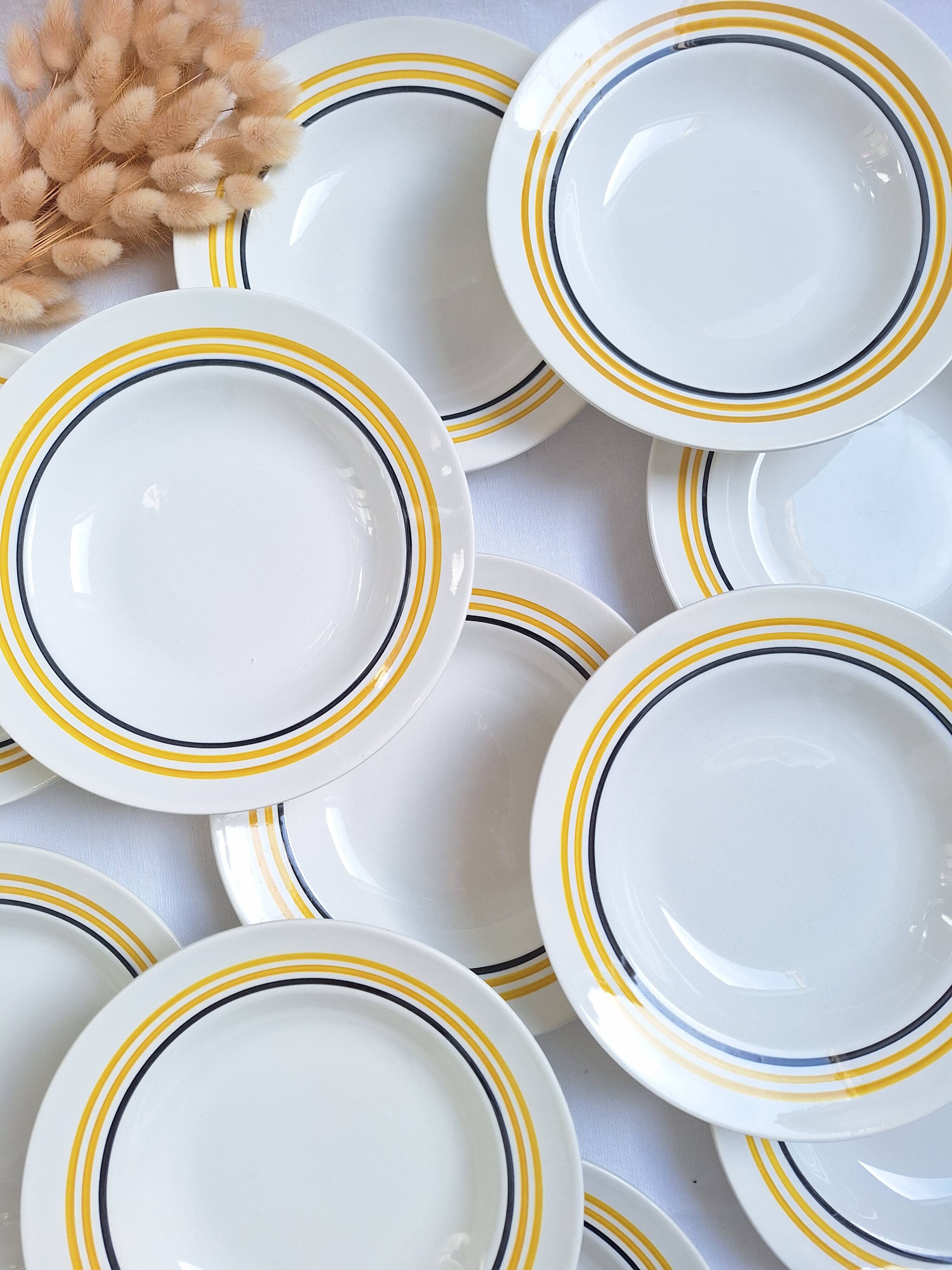 Assiettes creuses Moulin des Loups jaune moutarde