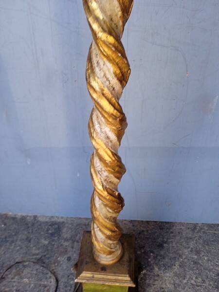 Polychrome gilded carved wood floor lamp ep 1940