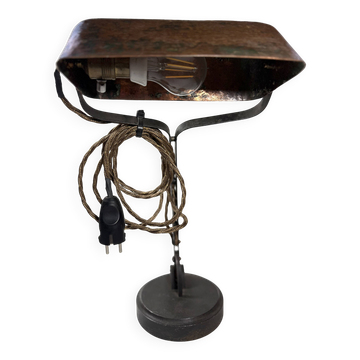 Lampe de bureau industrielle Art Déco cuivre & fonte - 1930 (Unique)