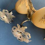 Pair of vintage wall lamps, glass paste and fringes, art deco, XXth