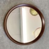 Space Age brown plastic round mirror, plastic design wall mirror