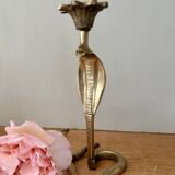 Vintage brass cobra candle holder