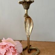 Vintage brass cobra candle holder