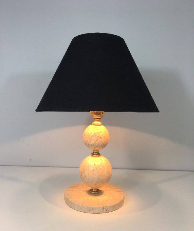 Travertine and brass lamp