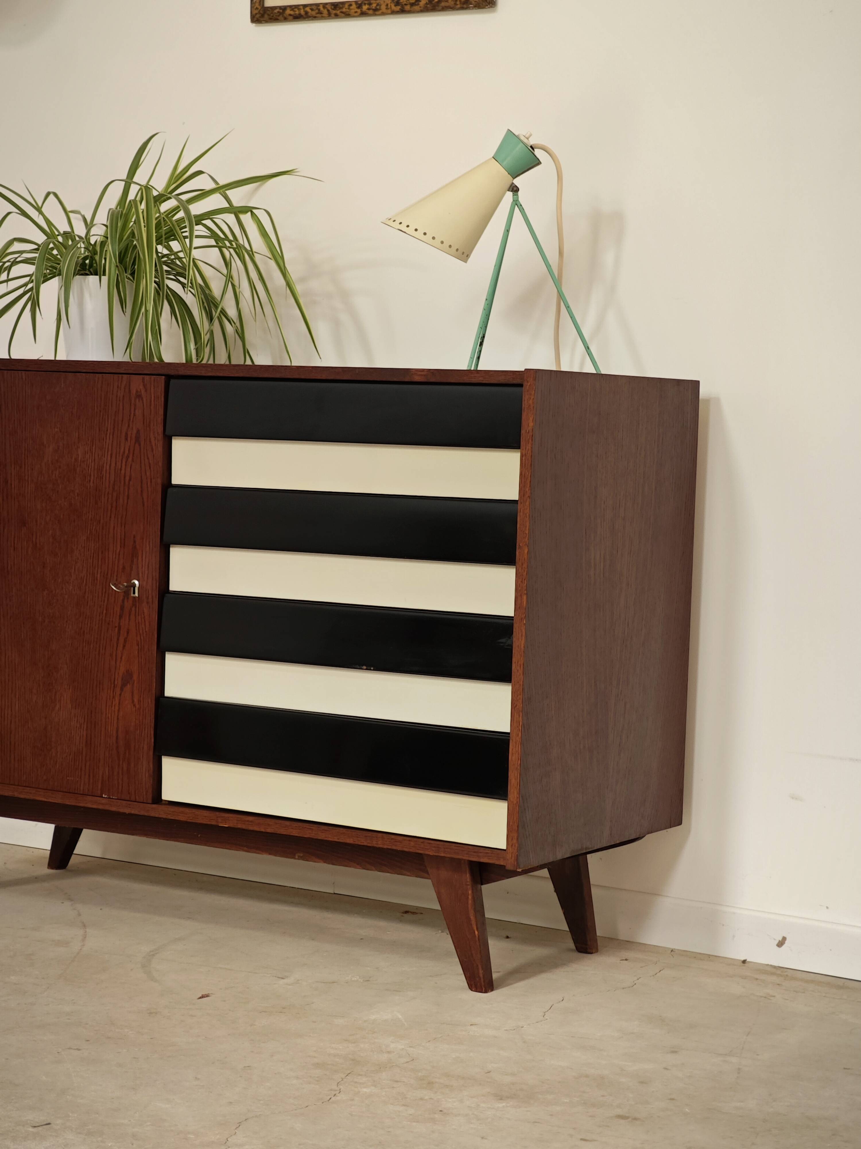 U 458 black and white sideboard by Jiri Jiroutek for Interier Praha, 1960
