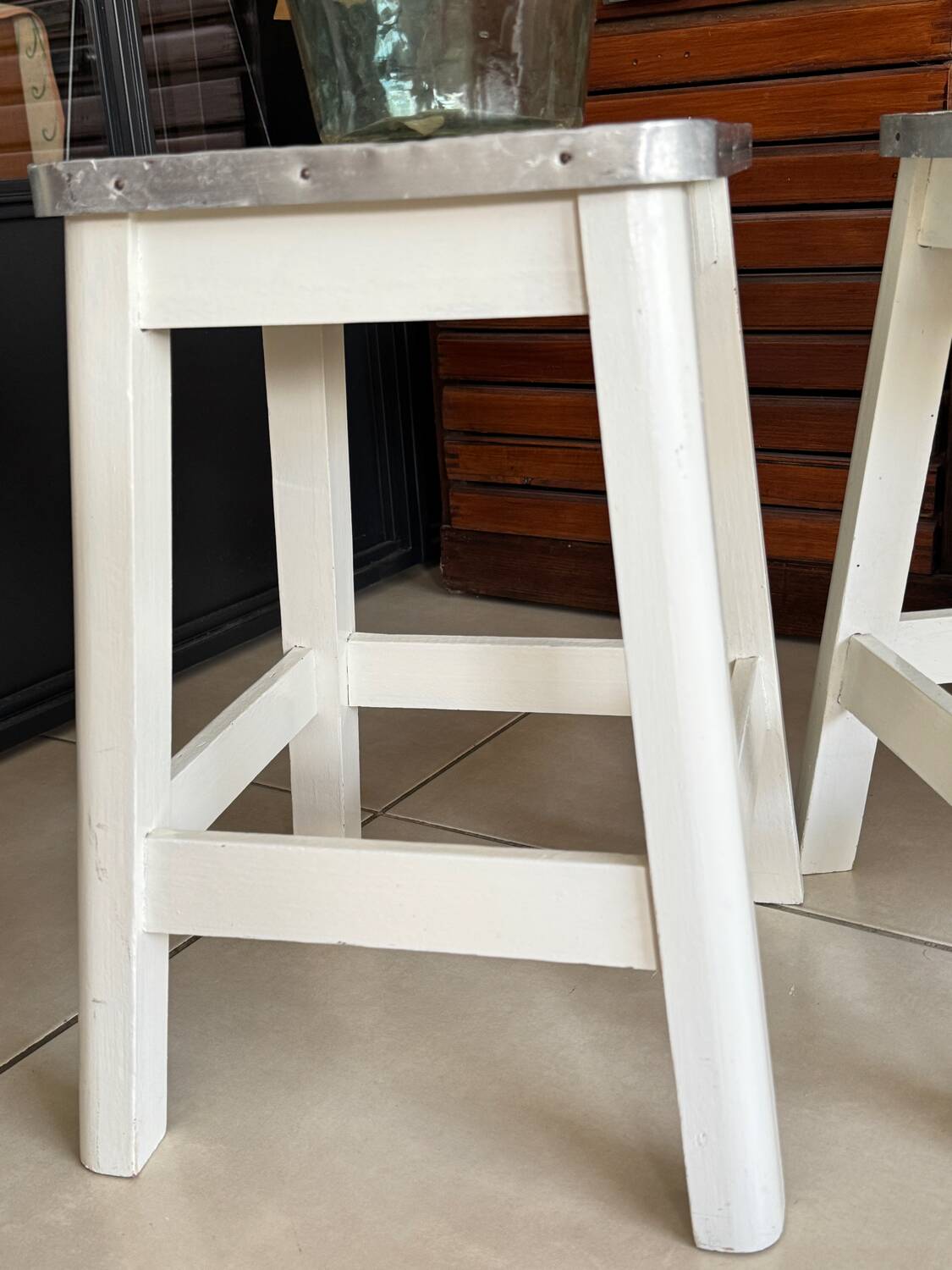 Pair of vintage wooden stools