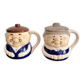 Lot of 2 Grandfather Grandmother Character Mugs Humorous Dragimex