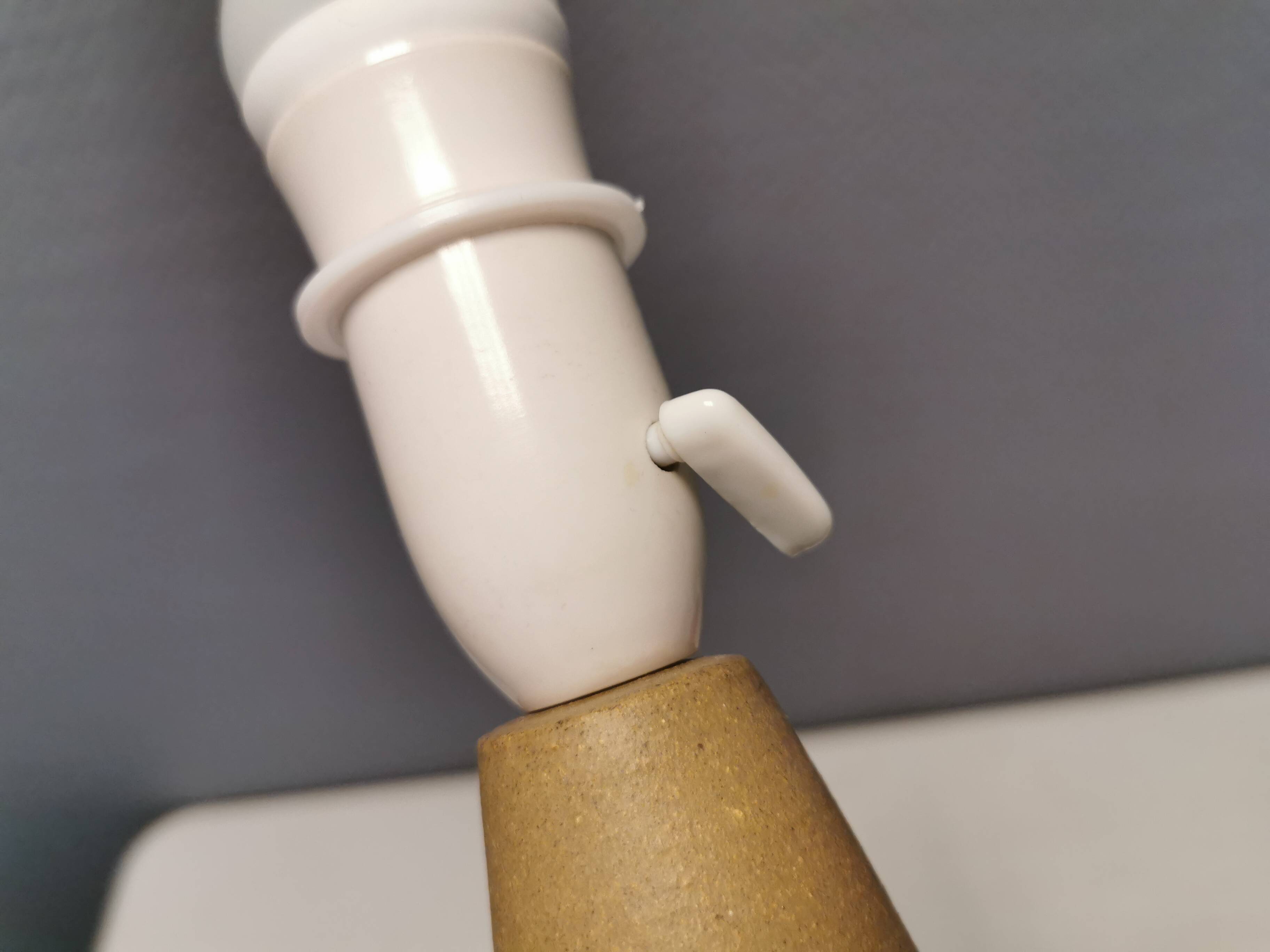 Handmade Beautiful partially glazed table lamp from Danish Søholm Ceramics, 1970s.