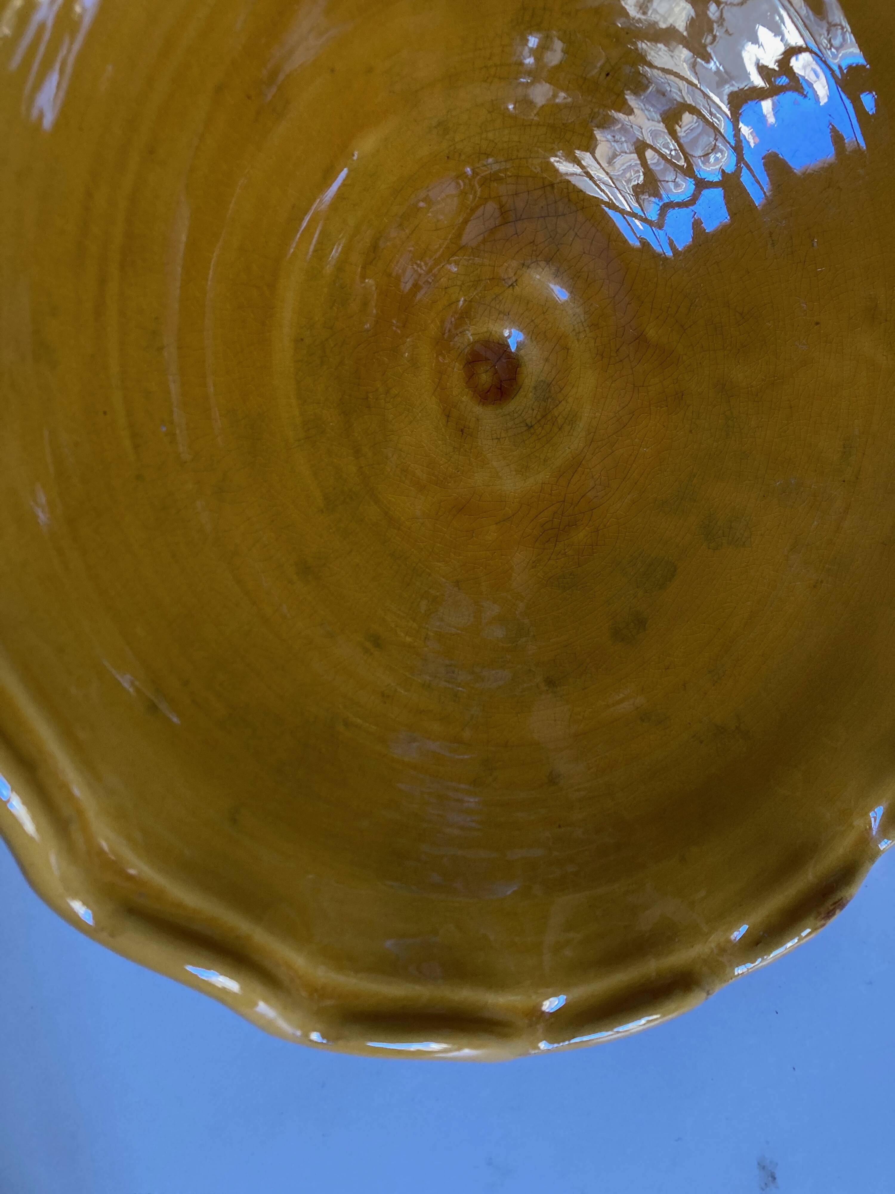 XXXL wavy bowl in glazed terracotta 1950 Provence