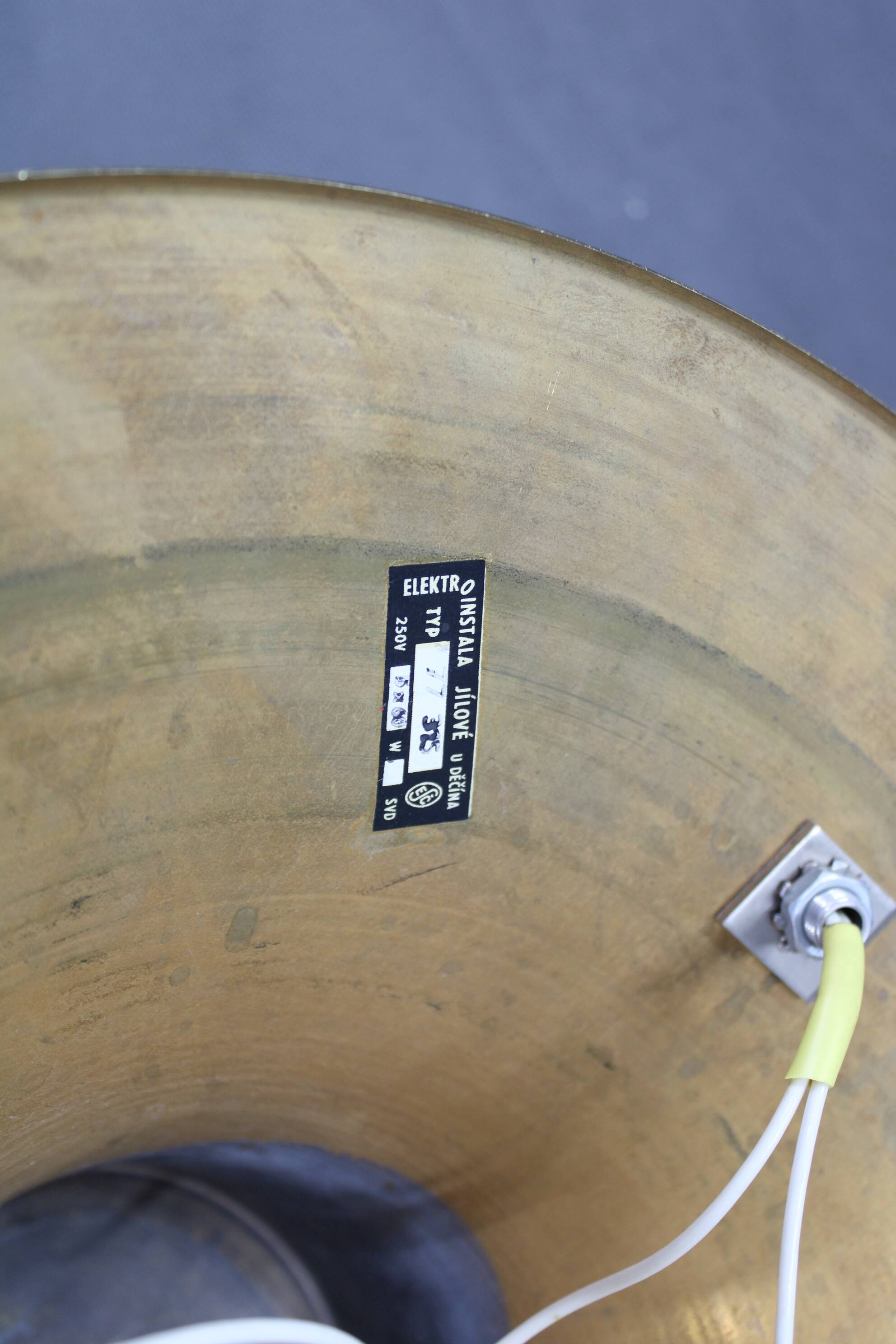 Pair of mid-century brass flush mount lights, 1970s