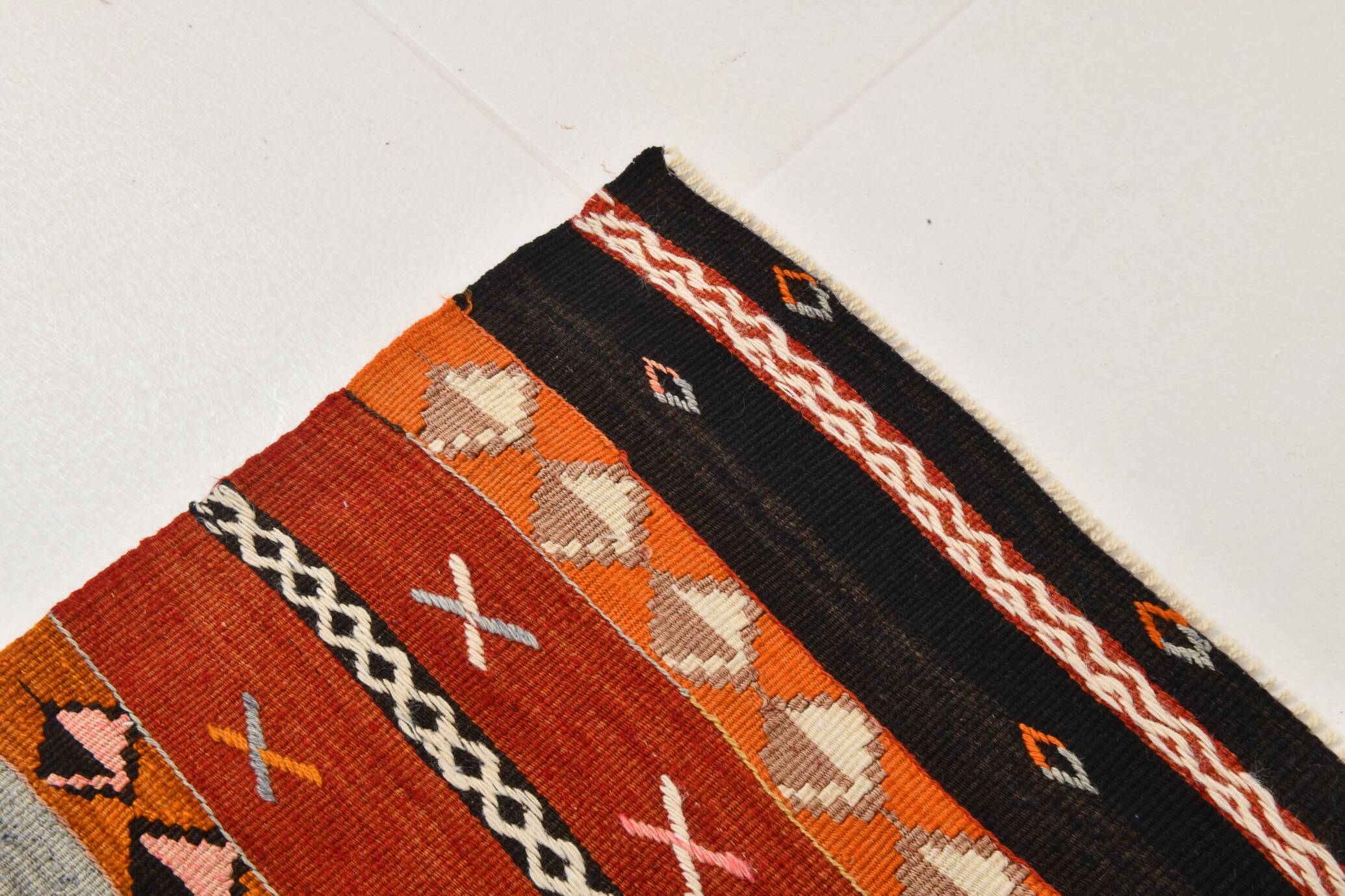 3x12 Pastel Tons Handwoven Pattern Kilim Rug, Rug For Hallway