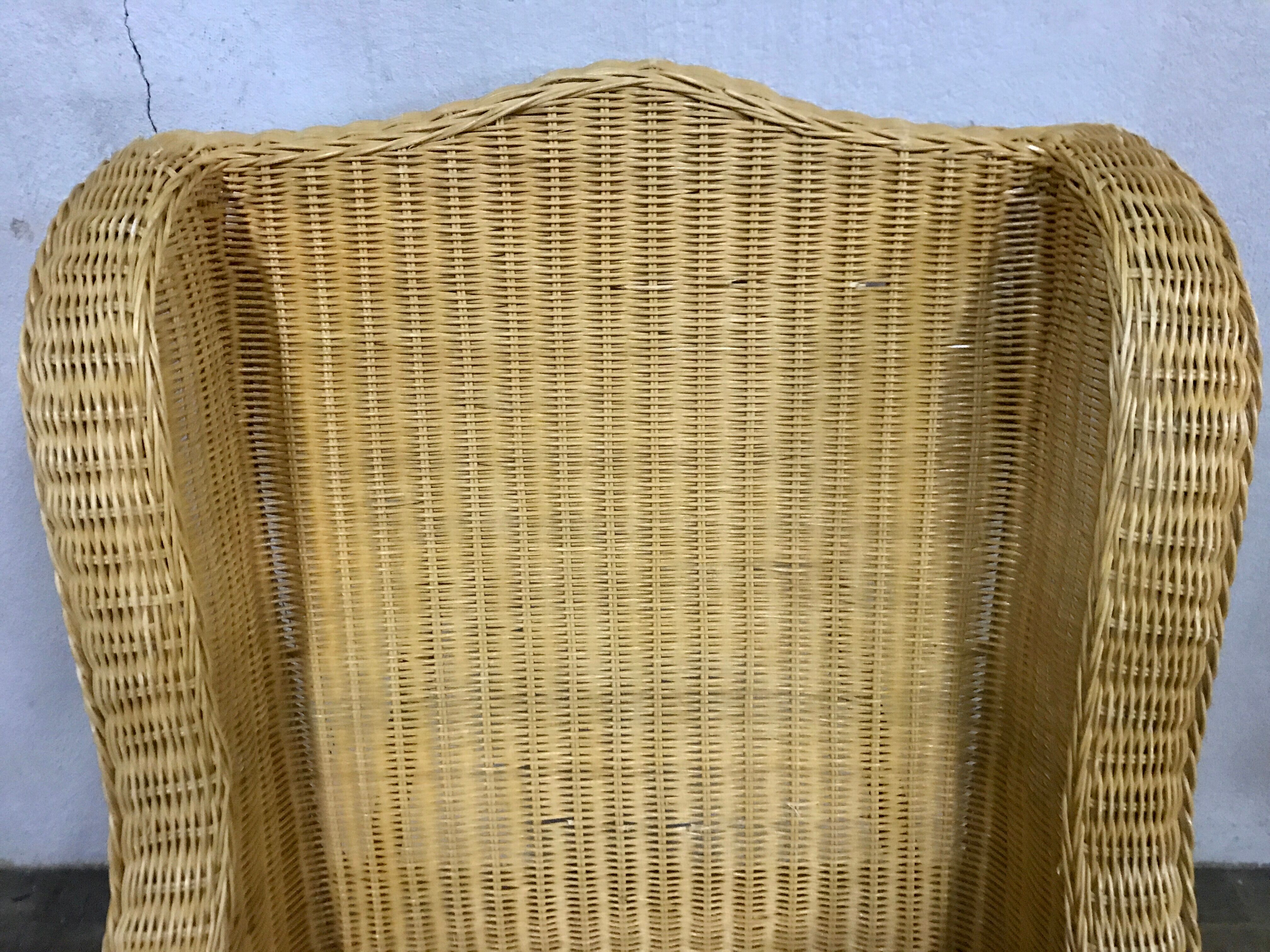 Fauteuil en rotin bambou osier 1950/1960 vintage