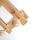 Extendable wall-mounted coat rack in light wood, 1980s