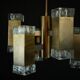 Italian glass and brass 12 lights chandelier produced by Sciolari in the 70