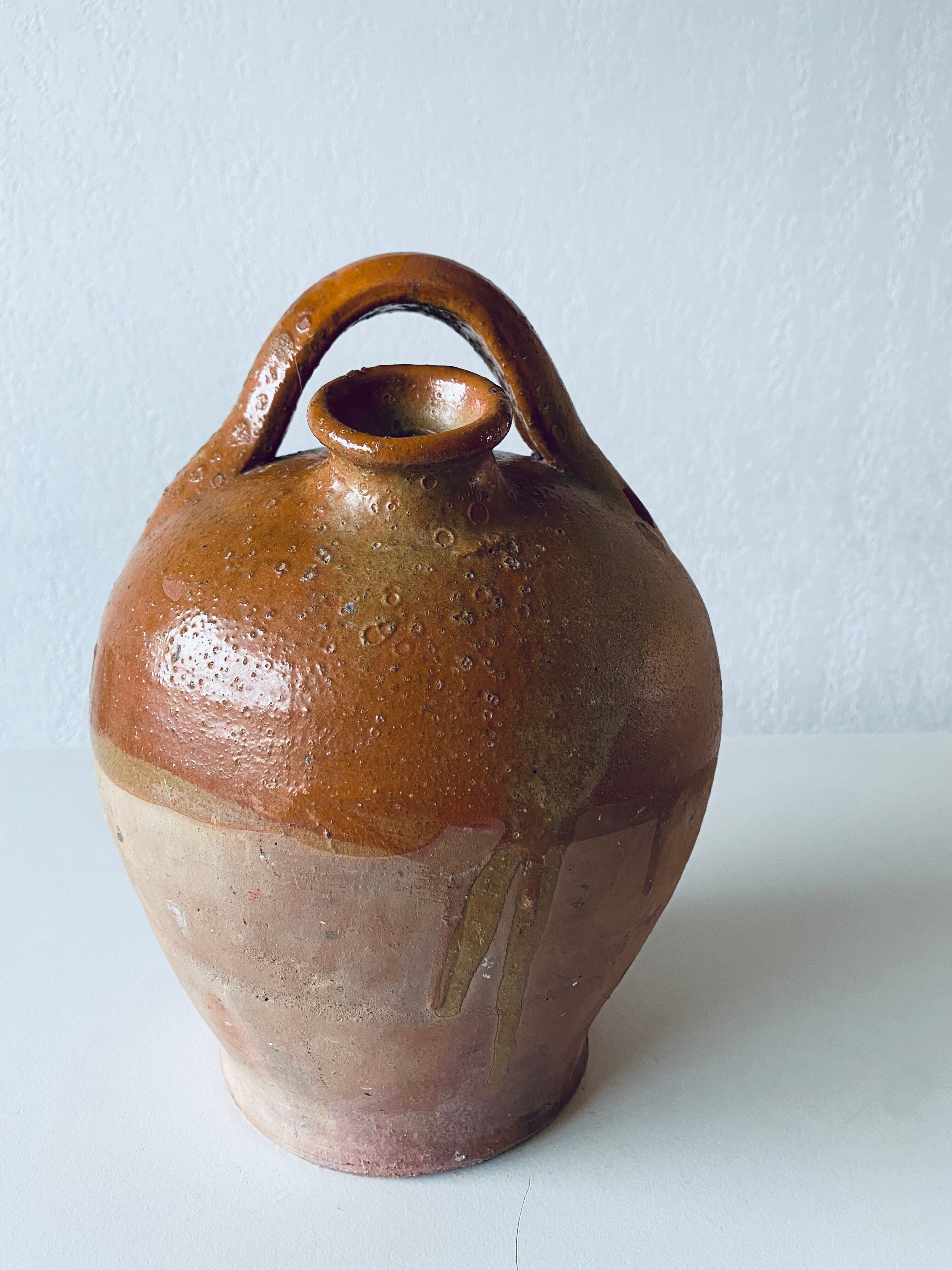 Old bohemian pottery, terracotta jug