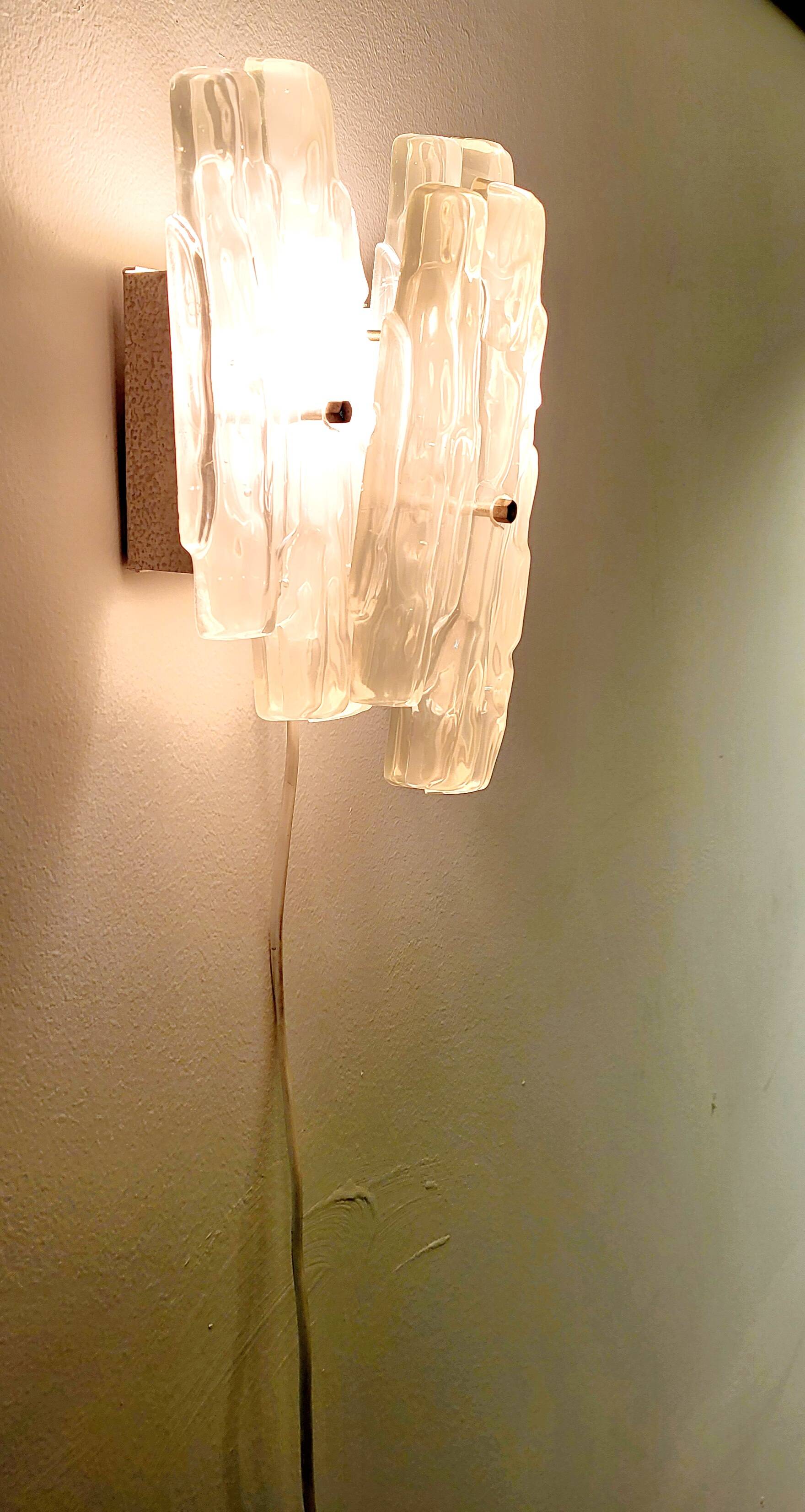 Vintage lucite wall lamp in ice glass model 1970s