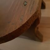 Low milking stool in waxed wood