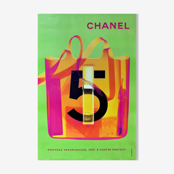 Affiche original Chanel N°5 en 1998 (Version verte) - Grand Format - On linen