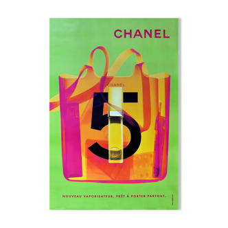 Affiche original Chanel N°5 en 1998 (Version verte) - Grand Format - On linen