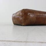 Seventies vintage patchwork leather pouf
