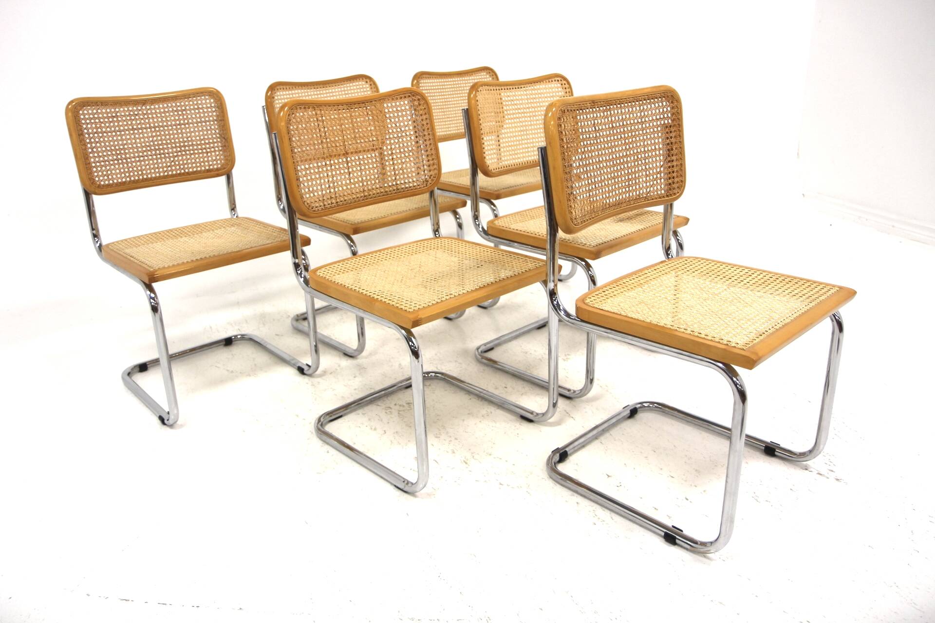 Set of 6 "B32" chairs, Marcel Breuer, Italy, 1990
