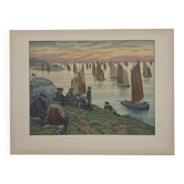 Lithograph by Henri Rivière Au Vent de Noroît - The Old Ones