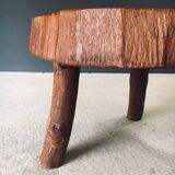 Handcrafted Teak Tree Trunk Tripod Coffee Table, 1960s