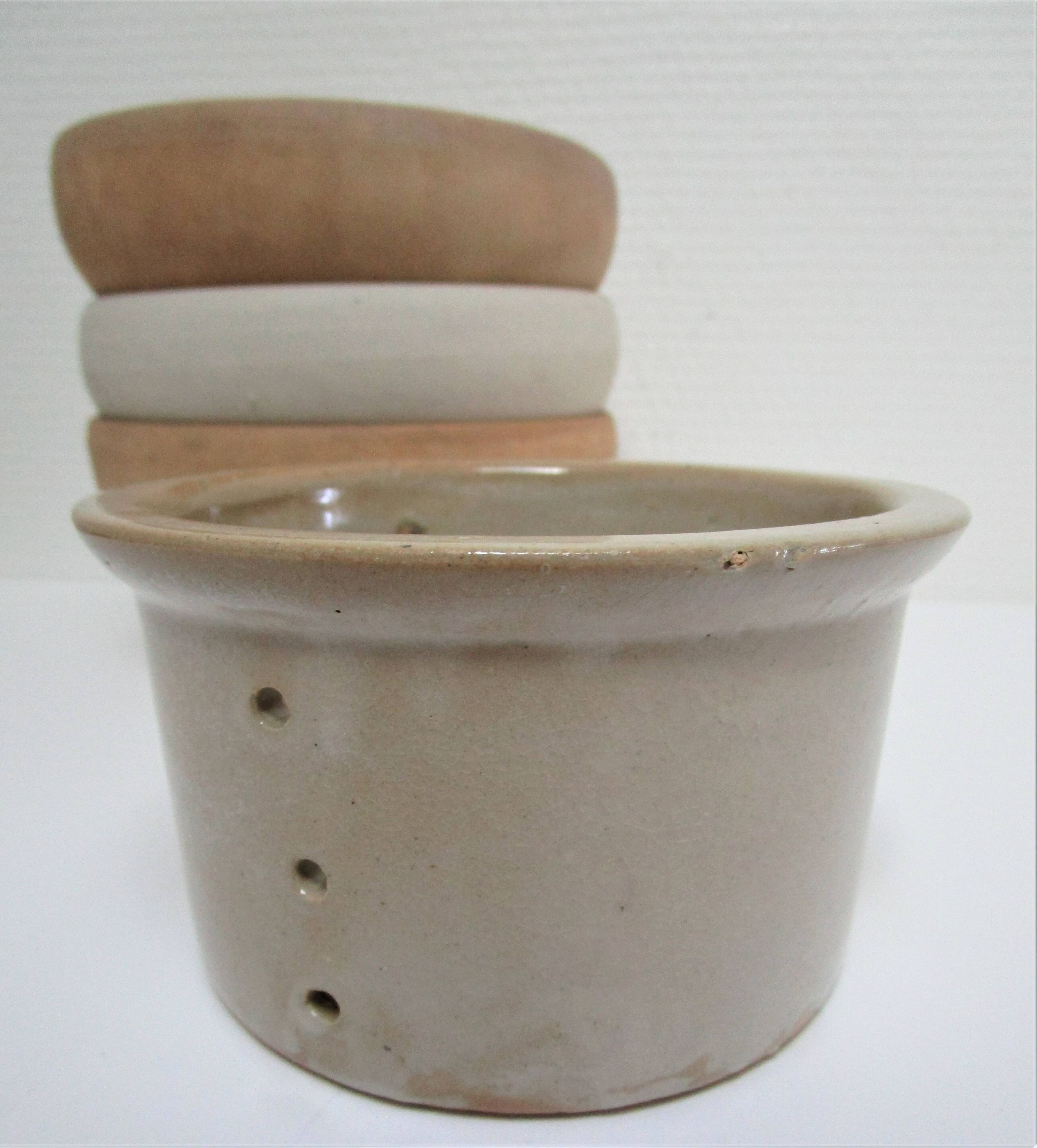 Three XL bowls and old stoneware dish